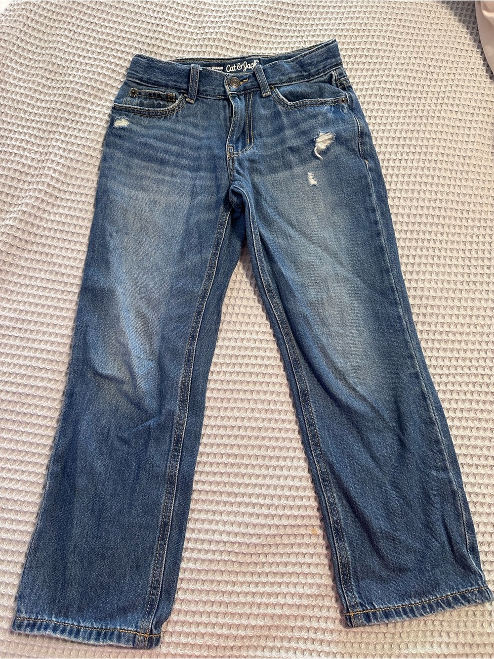 Cat & Jack Blue Straight-Leg Jeans with Light Distress
